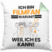 Filmfan Geschenk Kissen mit Füllung 40x40 Lustiger Spruch Ich Bin Filmfan Warum Weil Ich Es Kann Geschenkidee Bester Filmfan Geburtstag (Grau) Grün Trendation