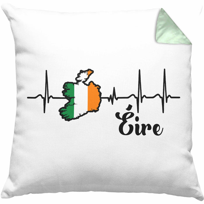 Irland Kissen mit Füllung 40x40 "Herzschlag Eire" Geschenk für Irland-Fans (Grau) Grün Trendation