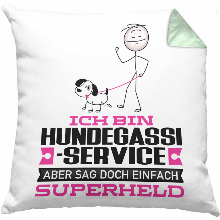 Hundegassi-Service Geschenk Kissen mit Füllung 40x40 Ich Bin Hundegassi-Service Aber Sag Doch Einfach Superheld Lustige Geschenkdiee für Hundegassi-Service (Grau) Grün Trendation