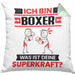Boxer Kissen mit Füllung 40x40 Geschenk für Boxer Geburtstag Lustiger Spruch Was Ist Deine Superkraft (Grau) Grün Trendation