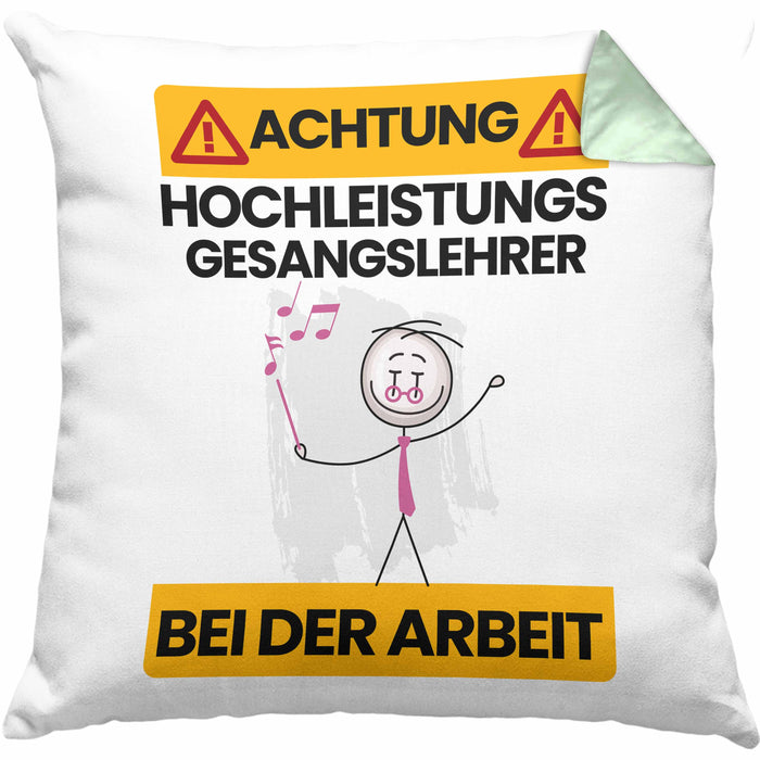 Gesangslehrer Kissen mit Füllung 40x40 Geschenk Lustiger Spruch Geschenkidee für Gesangslehrer Achtung Hochleistungs Gesangslehrer Bei Der Arbeit (Grau) Grün Trendation