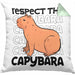 Respect The Capybara Kissen mit Füllung 40x40 Capybara Tier Geschenk für Capybara Liebhaber (Grau) Grün Trendation
