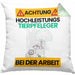 Tierpfleger Kissen mit Füllung 40x40 Geschenk Lustiger Spruch Geschenkidee für Tierpfleger Achtung Hochleistungs Tierpfleger Bei Der Arbeit (Grau) Grün Trendation