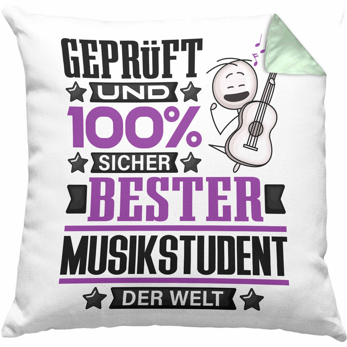 Musikstudent Geschenk Lustiger Spruch für Musikstudent Geschenkidee Bester Musikstudent Der WeltKissen mit Füllung 40x40 (Grau) Grün Trendation