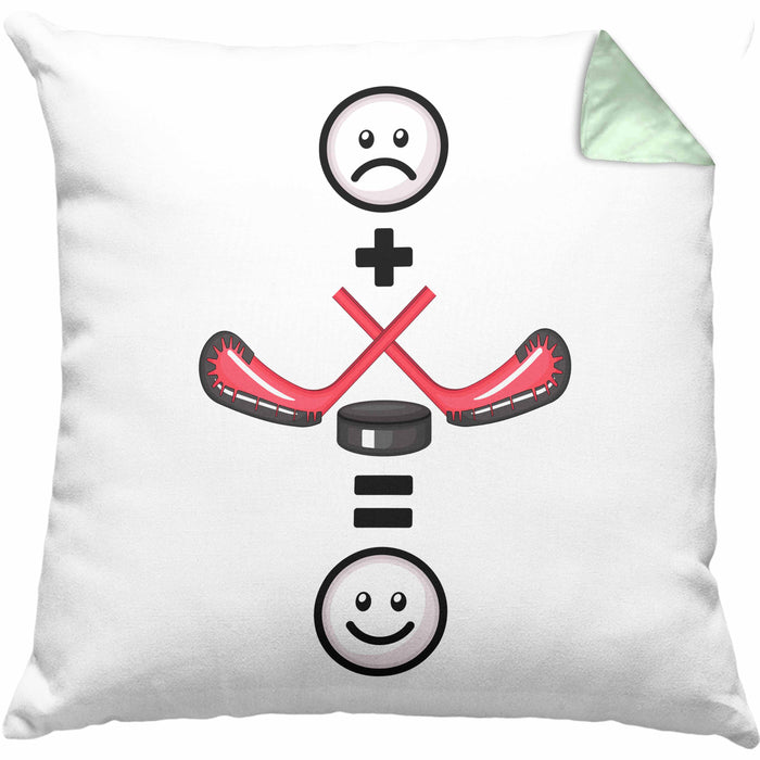 Ice Hockey Kissen mit Füllung 40x40 Geschenk für Ice Hockey Spieler :( + Eishockey = :) Lustige Geschenkidee Geburtstag (Grau) Grün Trendation