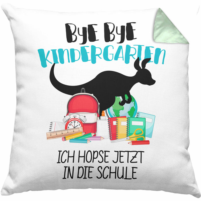 Schulkind 2024 Einschulung Mädchen Junge Geschenk Schultüte Kissen mit Füllung 40x40 Schulstart 1. Schultag Schuleinführung Schulanfang Geschenkidee (Grau) Grün Trendation