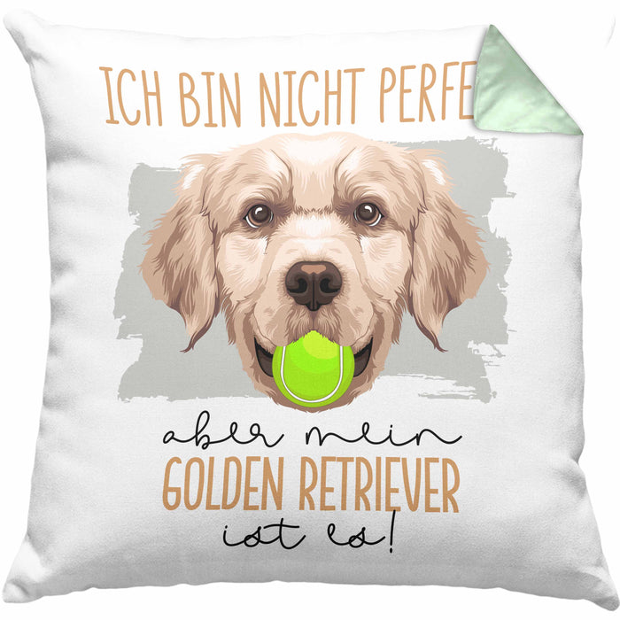 Golden Retriever Besitzer Kissen mit Füllung 40x40 Geschenk Lustiger Spruch Geschenkidee Besitzerin Ich Bin Nicht toll Aber Mein Golden Retriever Ist Es (Grau) Grün Trendation