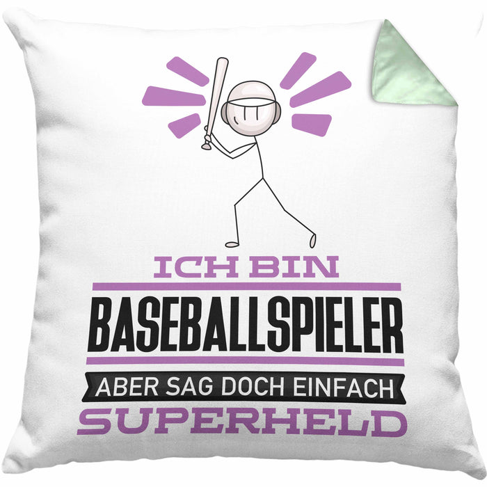 Baseballspieler Geschenk Kissen mit Füllung 40x40 Ich Bin Baseballspieler Aber Sag Doch Einfach Superheld Lustige Geschenkdiee für Baseballspieler (Grau) Grün Trendation
