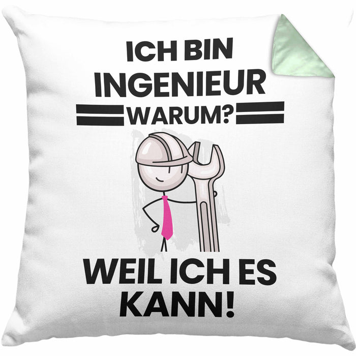 Ingenieur Geschenk Kissen mit Füllung 40x40 Lustiger Spruch Ich Bin Ingenieur Warum Weil Ich Es Kann Geschenkidee Bester Ingenieur Geburtstag (Grau) Grün Trendation