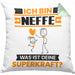 Neffe Kissen mit Füllung 40x40 Geschenk für Neffe Geburtstag Lustiger Spruch Was Ist Deine Superkraft (Grau) Grün Trendation