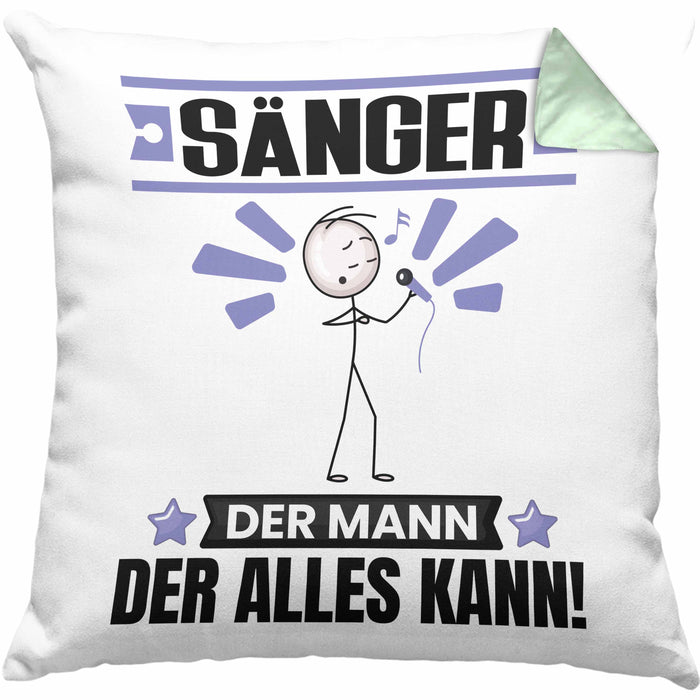 Sänger Kissen mit Füllung 40x40 Geschenk für Sänger Der Mann Der Alles Kann Geschenkidee zum Geburtstag (Grau) Grün Trendation