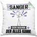 Sänger Kissen mit Füllung 40x40 Geschenk für Sänger Der Mann Der Alles Kann Geschenkidee zum Geburtstag (Grau) Grün Trendation