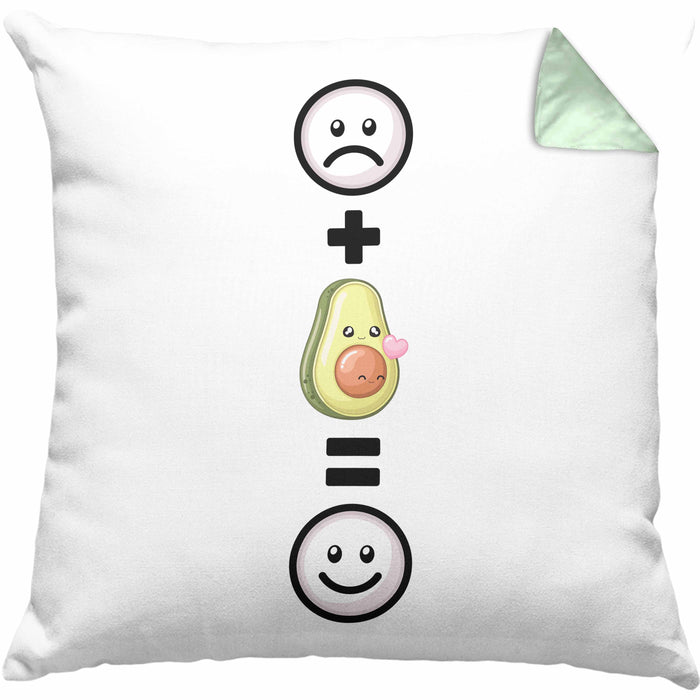 Avocado Kissen mit Füllung 40x40 Geschenk für Avocado Liebhaber :( + Avocado = :) Lustige Geschenkidee Geburtstag (Grau) Grün Trendation