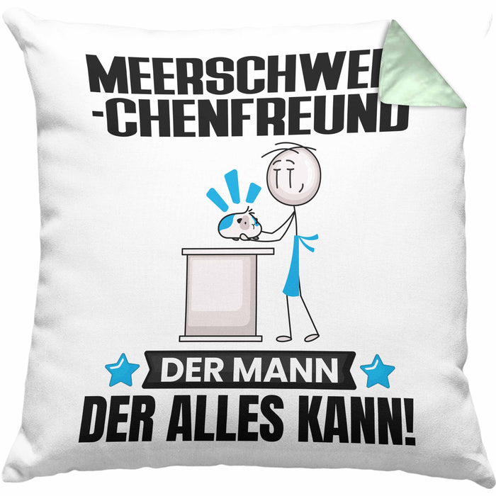 Meerschweinchenfreund Kissen mit Füllung 40x40 Geschenk für Meerschweinchenfreund Der Mann Der Alles Kann Geschenkidee zum Geburtstag (Grau) Grün Trendation