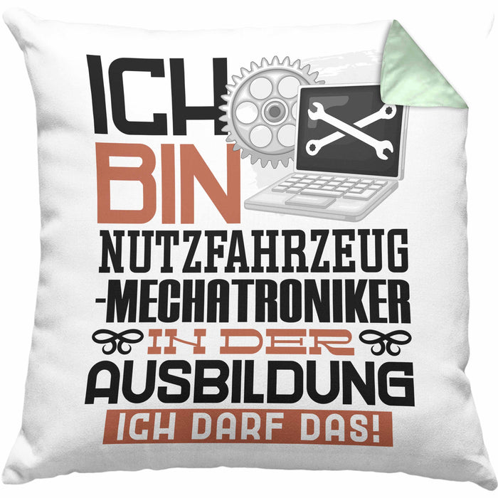 Nutzfahrzeugmechatroniker Ausbildung Kissen mit Füllung 40x40 Geschenk Ich Bin Nutzfahrzeugmechatroniker In Der Ausbildung Ich Darf Das Geschenkidee Spruch (Grau) Grün Trendation