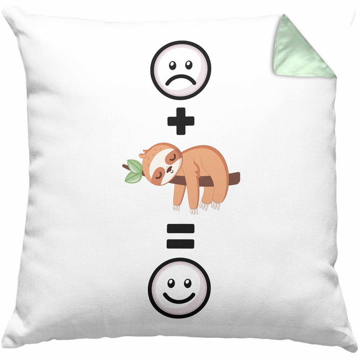 Faultier Kissen mit Füllung 40x40 Geschenk für Faultier Liebhaber :( + Faultier = :) Lustige Geschenkidee Geburtstag (Grau) Grün Trendation