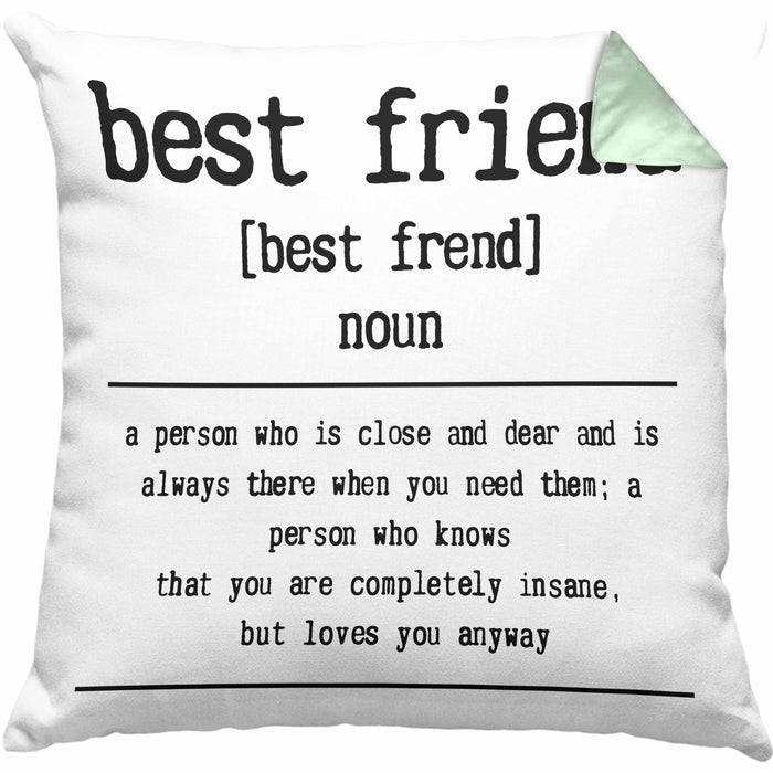 Bester Freund Beste Freundin Geschenk Kissen mit Füllung 40x40 Definition Lustiger Spruch BFF Beste Friends Häferl (Grau) Grün Trendation