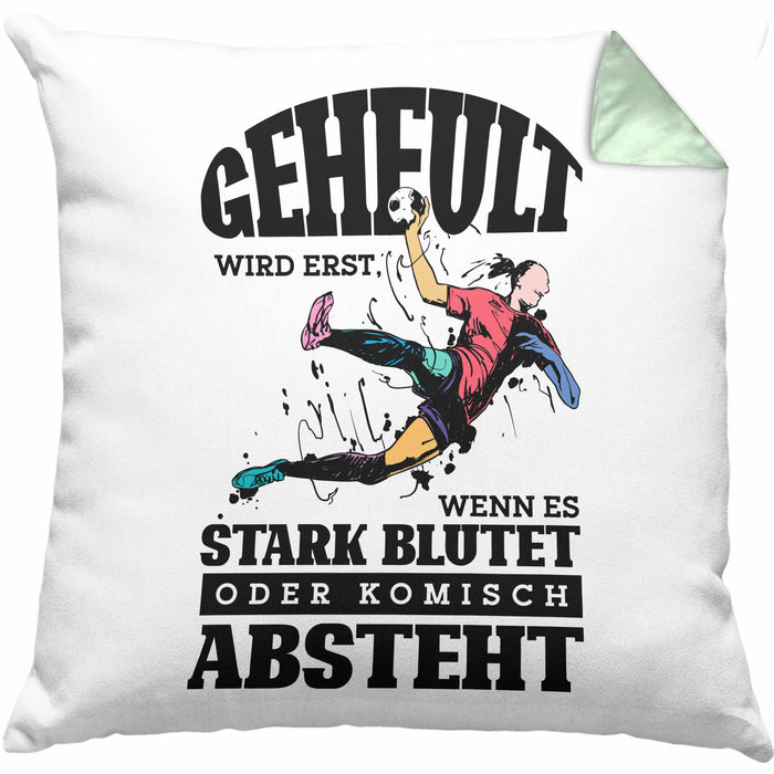 Lustige Handball-Kissen mit Füllung 40x40 Geschenk für Handballspieler Geheult Wird Erst Wenn Es Absteht (Grau) Grün Trendation