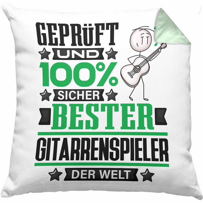 Gitarrenspieler Geschenk Lustiger Spruch für Gitarrenspieler Geschenkidee Bester Gitarrenspieler Der WeltKissen mit Füllung 40x40 (Grau) Grün Trendation