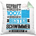 Schwimmer Geschenk Lustiger Spruch für Schwimmer Geschenkidee Bester Schwimmer Der WeltKissen mit Füllung 40x40 (Grau) Grün Trendation