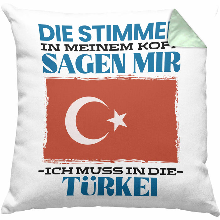 Türkei Kissen mit Füllung 40x40 Urlaub Heimat Geschenk Spruch Türke Geschenkidee (Grau) Grün Trendation