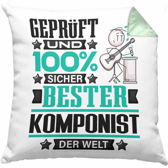 Komponist Geschenk Lustiger Spruch für Komponist Geschenkidee Bester Komponist Der WeltKissen mit Füllung 40x40 (Grau) Grün Trendation
