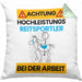 Reitsportler Kissen mit Füllung 40x40 Geschenk Lustiger Spruch Geschenkidee für Reitsportler Achtung Hochleistungs Reitsportler Bei Der Arbeit (Grau) Grün Trendation