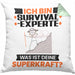 Survival-Experte Kissen mit Füllung 40x40 Geschenk für Survival-Experte Geburtstag Lustiger Spruch Was Ist Deine Superkraft (Grau) Grün Trendation