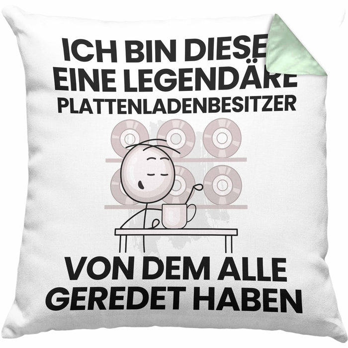 Plattenladenbesitzer Geschenk Kissen mit Füllung 40x40 Lustige Geschenkidee Geburtstag für Plattenladenbesitzer Ich Bin Dieser Legendäre Plattenladenbesitzer Von Dem Alle Geredet Haben (Grau) Grün Trendation