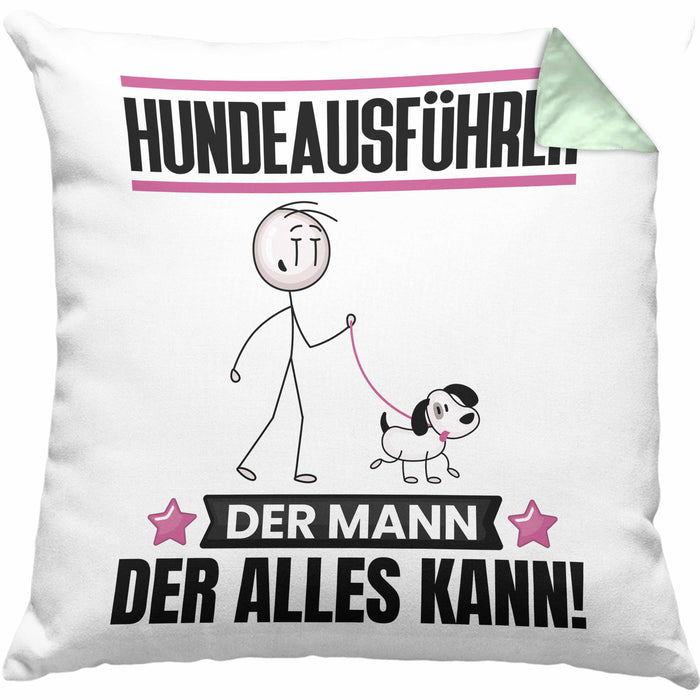 Hundeausführer Kissen mit Füllung 40x40 Geschenk für Hundeausführer Der Mann Der Alles Kann Geschenkidee zum Geburtstag (Grau) Grün Trendation