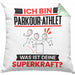Parkour-Athlet Kissen mit Füllung 40x40 Geschenk für Parkour-Athlet Geburtstag Lustiger Spruch Was Ist Deine Superkraft (Grau) Grün Trendation