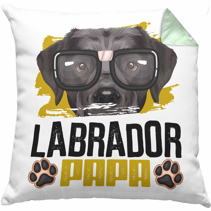 Labrador Papa Besitzer Kissen mit Füllung 40x40 Geschenk Lustiger Spruch Geschenkidee Labrador Liebhaber (Grau) Grün Trendation