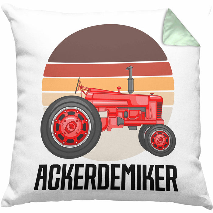 Ackerdemiker Kissen mit Füllung 40x40 Geschenk für Landwirt Geschenkidee Bauer Landwirtin Bauernhof Acker (Grau) Grün Trendation
