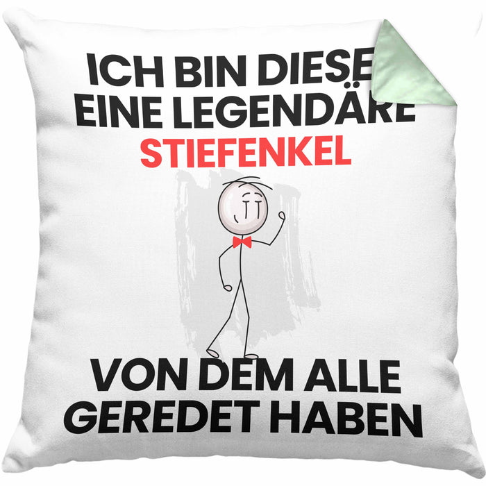 Stiefenkel Geschenk Kissen mit Füllung 40x40 Lustige Geschenkidee Geburtstag für Stiefenkel Ich Bin Dieser Legendäre Stiefenkel Von Dem Alle Geredet Haben (Grau) Grün Trendation