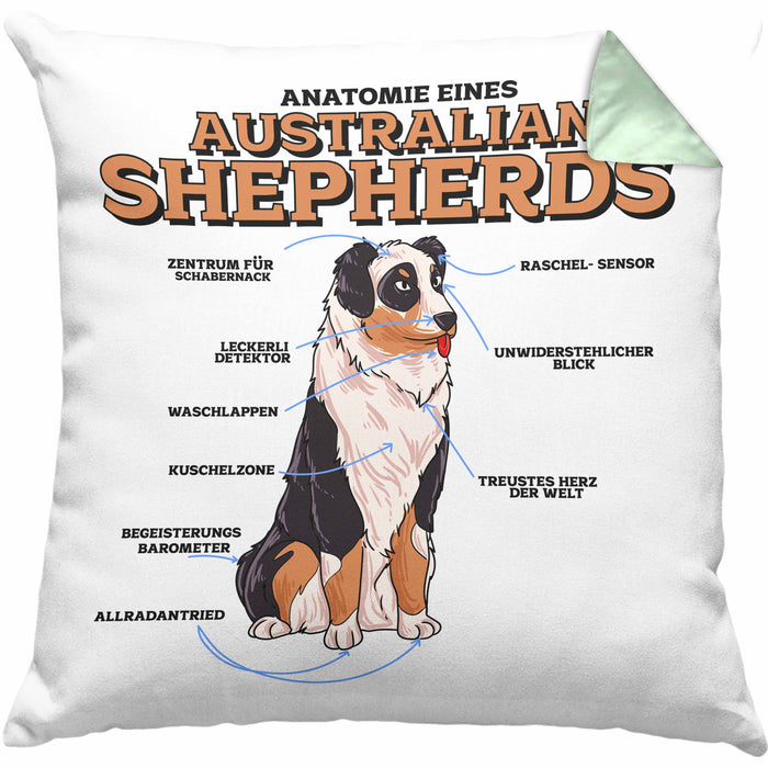 Lustige Kissen mit Füllung 40x40 für Australian Shepherd Liebhaber Geschenkidee (Grau) Grün Trendation