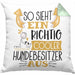 Hundebesitzer Kissen mit Füllung 40x40 So Sieht Ein Richtig Cooler Hundebesitzer Aus Geschenk Lustiger Spruch Geschenkidee (Grau) Grün Trendation