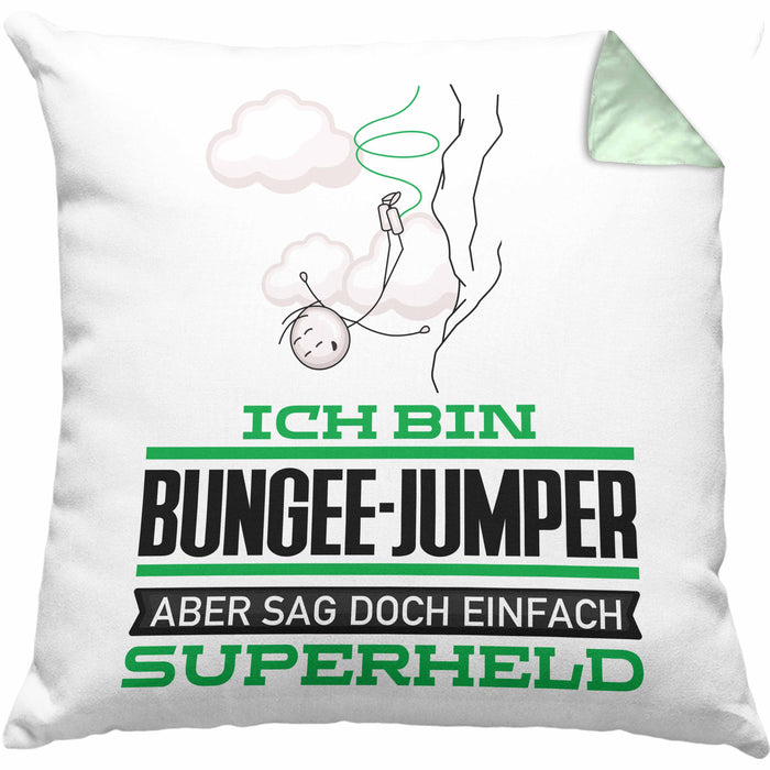 Bungee-Jumper Geschenk Kissen mit Füllung 40x40 Ich Bin Bungee-Jumper Aber Sag Doch Einfach Superheld Lustige Geschenkdiee für Bungee-Jumper (Grau) Grün Trendation