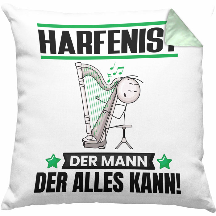 Harfenist Kissen mit Füllung 40x40 Geschenk für Harfenist Der Mann Der Alles Kann Geschenkidee zum Geburtstag (Grau) Grün Trendation