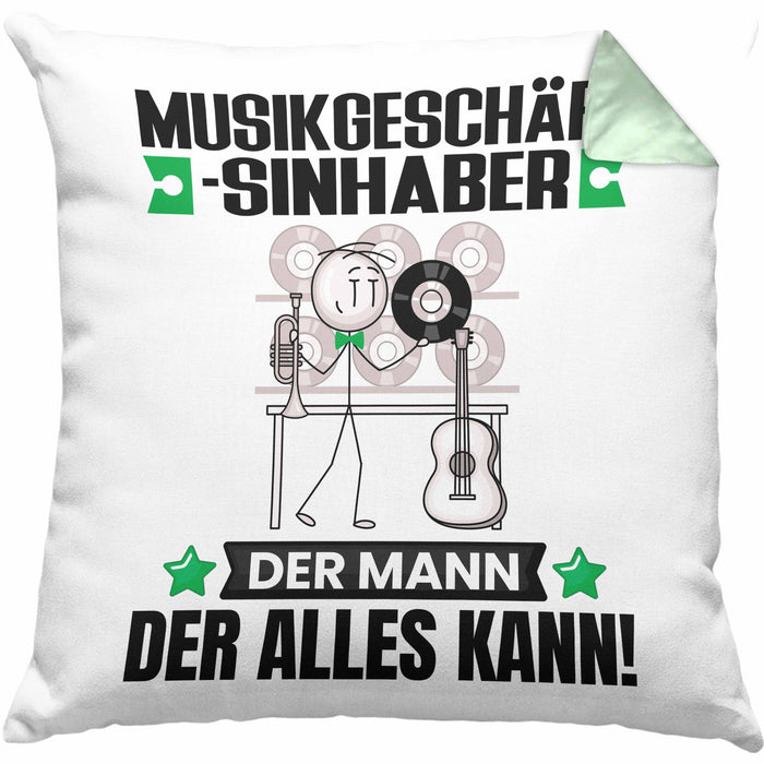 Musikgeschäftsinhaber Kissen mit Füllung 40x40 Geschenk für Musikgeschäftsinhaber Der Mann Der Alles Kann Geschenkidee zum Geburtstag (Grau) Grün Trendation