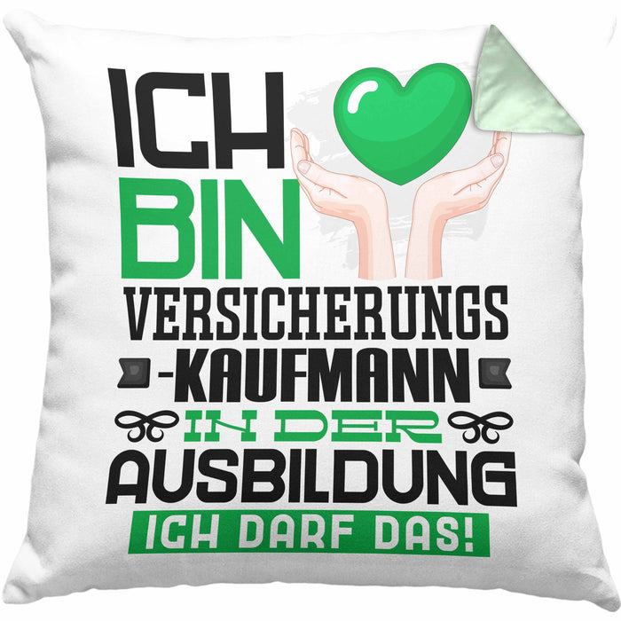 Versicherungskaufmann Ausbildung Kissen mit Füllung 40x40 Geschenk Ich Bin Versicherungskaufmann In Der Ausbildung Ich Darf Das Geschenkidee Spruch (Grau) Grün Trendation