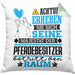 Pferdebesitzer Geschenk Kissen mit Füllung 40x40 Lustiger Spruch Erheben Sie Sich Der Pferdebesitzer Betritt den Raum (Grau) Grün Trendation