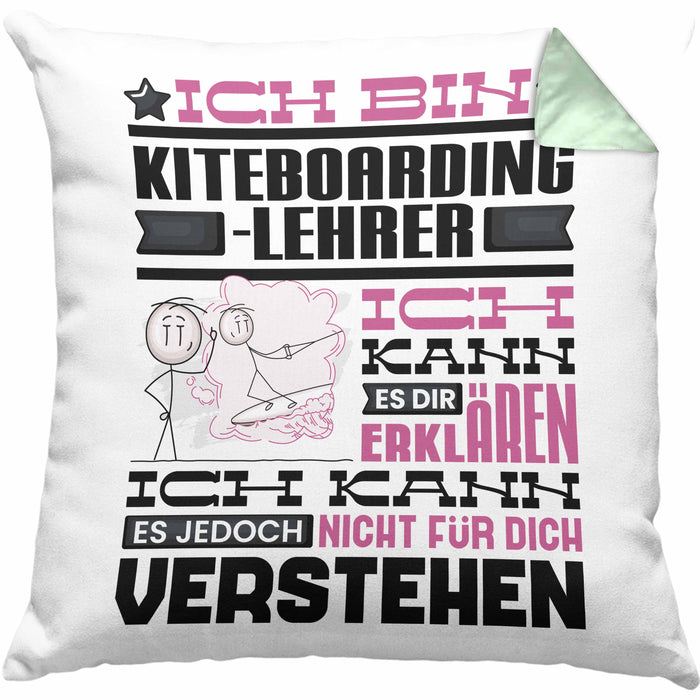 Kiteboarding-Lehrer Geschenk Kaffee-Kissen mit Füllung 40x40 Geschenkidee für Kiteboarding-Lehrer Ich Bin Kiteboarding-Lehrer Ich Kann Es Dir Erklären Jedoch Nicht Für Dich Verstehen Spruch Lustig (Grau) Grün Trendation