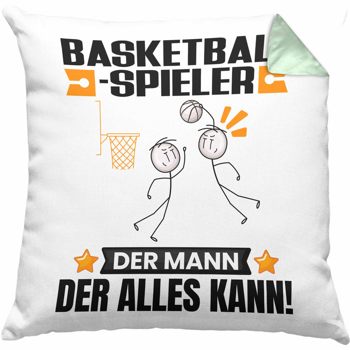 Basketballspieler Kissen mit Füllung 40x40 Geschenk für Basketballspieler Der Mann Der Alles Kann Geschenkidee zum Geburtstag (Grau) Grün Trendation