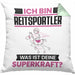Reitsportler Kissen mit Füllung 40x40 Geschenk für Reitsportler Geburtstag Lustiger Spruch Was Ist Deine Superkraft (Grau) Grün Trendation