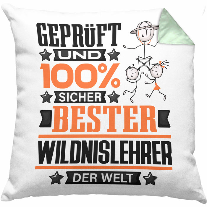 Wildnislehrer Geschenk Lustiger Spruch für Wildnislehrer Geschenkidee Bester Wildnislehrer Der WeltKissen mit Füllung 40x40 (Grau) Grün Trendation