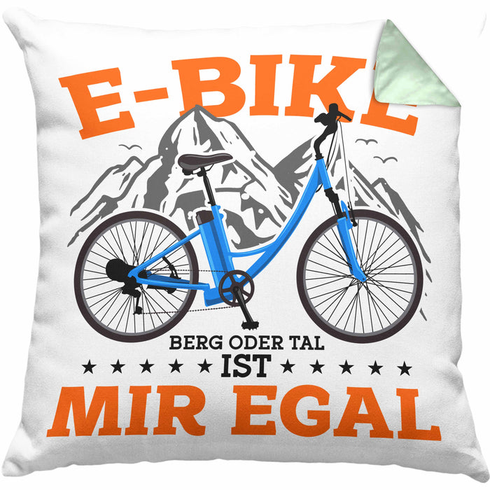 Lustige Kissen mit Füllung 40x40 E-Bike Fans Geschenk E-Bike Sprüche Geschenkidee (Grau) Grün Trendation