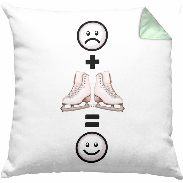 Eiskunstlauf Kissen mit Füllung 40x40 Geschenk für Eiskunstläuferin :( + Eiskunstlauf = :) Lustige Geschenkidee Geburtstag (Grau) Grün Trendation