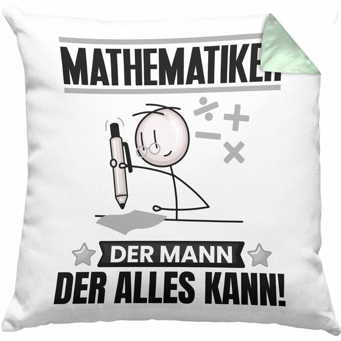 Mathematiker Kissen mit Füllung 40x40 Geschenk für Mathematiker Der Mann Der Alles Kann Geschenkidee zum Geburtstag (Grau) Grün Trendation