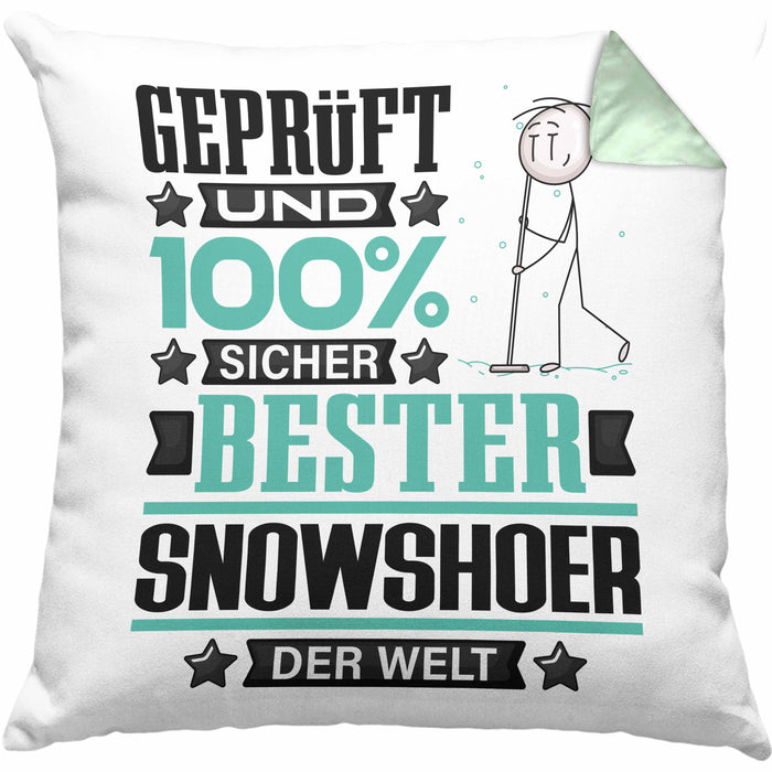 Snowshoer Geschenk Lustiger Spruch für Snowshoer Geschenkidee Bester Snowshoer Der WeltKissen mit Füllung 40x40 (Grau) Grün Trendation