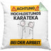 Karateka Kissen mit Füllung 40x40 Geschenk Lustiger Spruch Geschenkidee für Karateka Achtung Hochleistungs Karateka Bei Der Arbeit (Grau) Grün Trendation